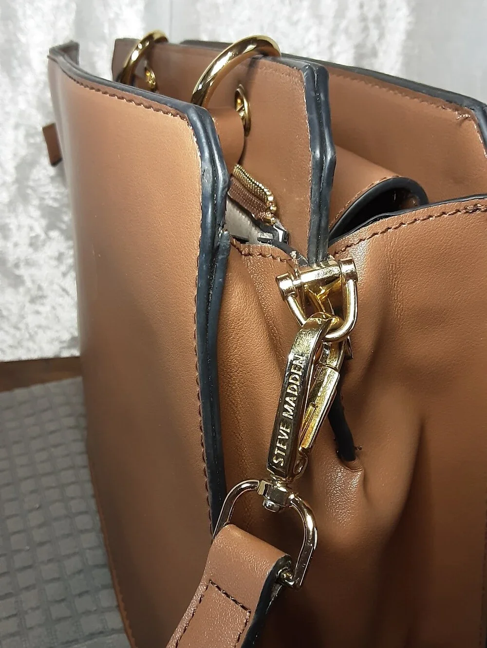 Steve Madden Brown Structured Bevelyn Bag